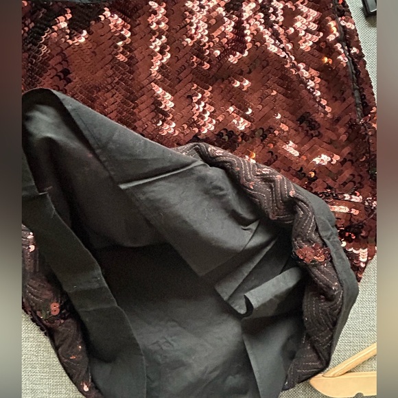 See By Chloe Women's Sequin Metallic Mini Skirt In Bronze Size 8 - Picture 10 of 10